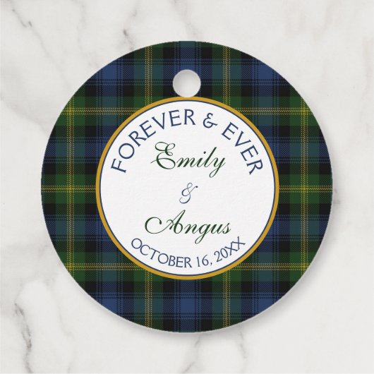Schotse Gordon Tartan Bruiloft Save the Date Bedankjes Labels (Achterkant)