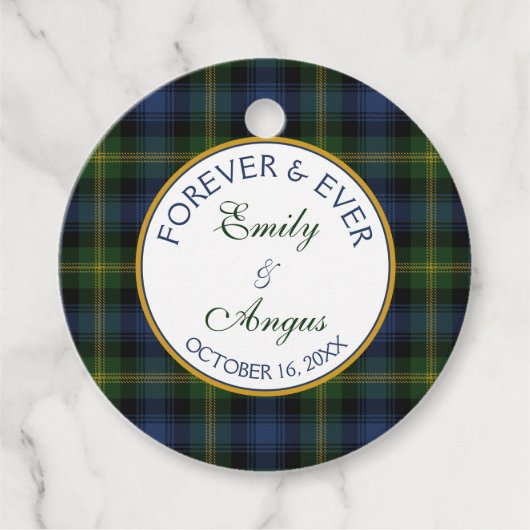 Schotse Gordon Tartan Bruiloft Save the Date Bedankjes Labels (Voorkant)