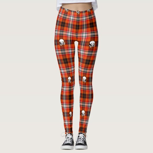 Schotse gothic schedels plaid leggings (Voorkant)