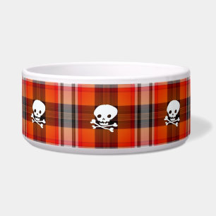schotse gothic skulls plaid cat food bowl voerbakje