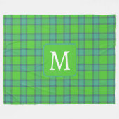Schotse groene & blauwe geruite monogram fleece deken (Voorkant (Horizontaal))
