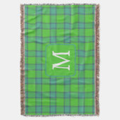 Schotse groene & blauwe geruite tartan monogram deken (Voorkant Verticaal)