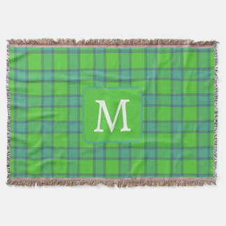 Schotse groene & blauwe geruite tartan monogram deken