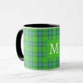 Schotse groene & blauwe Plaid tartan monogram naam Mok (Voorkant links)