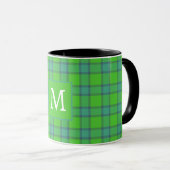 Schotse groene & blauwe Plaid tartan monogram naam Mok (Voorkant rechts)