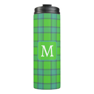 Schotse groene & blauwe Plaid tartan monogram Thermosbeker