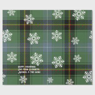 Schotse groene tartan sneeuwvlok gepersonaliseerd cadeaupapier