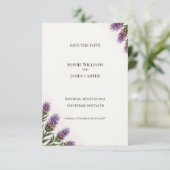 Schotse heide lavendel hoek trouw save the date (Staand voorkant)