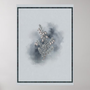 Schotse heide tak nevelig aquarel poster
