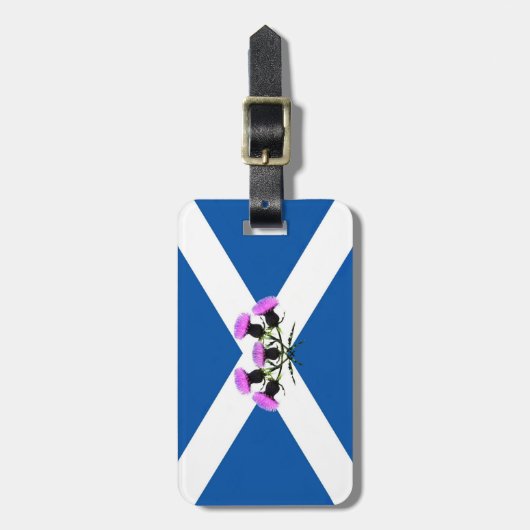 Schotse heistle bloem/Sint Andrew's vlag embleem Bagagelabel (Voorkant verticaal)