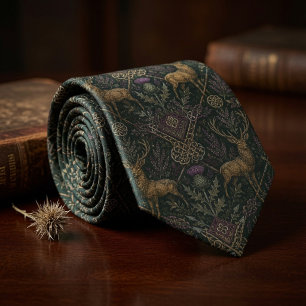 Schotse herten en Keltische knoop Stropdas