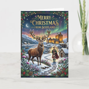 Schotse herten- en kindercrunchristkaart kaart