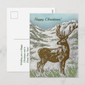 Schotse herten in Snowy Glen Print Happy Christmas Feestdagenkaart (Voorkant / Achterkant)