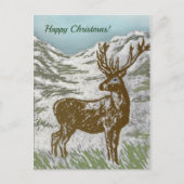 Schotse herten in Snowy Glen Print Happy Christmas Feestdagenkaart (Voorkant)