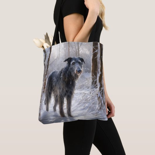 Schotse Hertenhond Laat het Sneeuwen Kerstmis Tote Bag (Dichtbij)