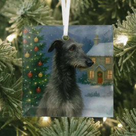 Schotse Hertenhond Vakantie Glas Ornament
