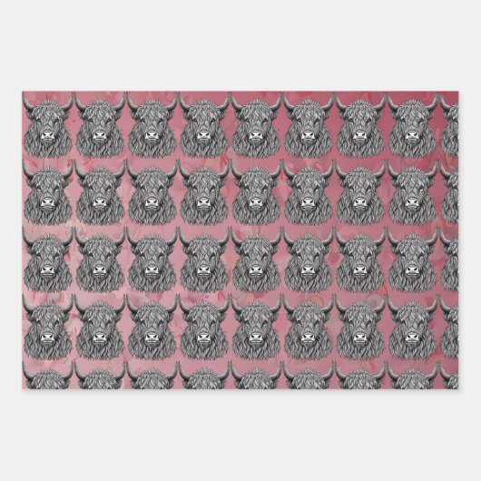 Schotse Highland Bull Illustratie Inpakpapier Vel (Voorkant 2)