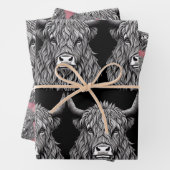 Schotse Highland Bull Illustratie Inpakpapier Vel (In situ)