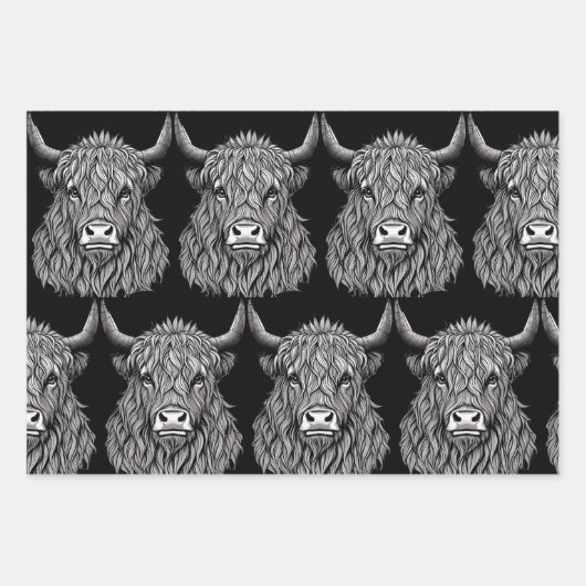 Schotse Highland Bull Illustratie Inpakpapier Vel (Voorkant)