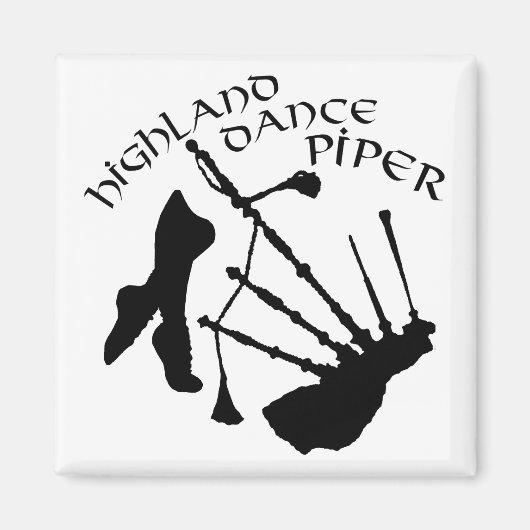 Schotse Highland-danspijper Magneet (Voorkant)