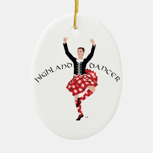 Schotse Highland Fling - Rood Plaid Keramisch Ornament (Voorkant)