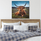 Schotse Highland Koe Longhorn Stier Rancher Canvas Afdruk (Insitu (Slaapkamer))