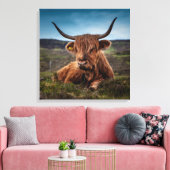 Schotse Highland Koe Longhorn Stier Rancher Canvas Afdruk (Insitu (Woonkamer))