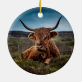 Schotse Highland Koe Longhorn Stier Rancher Keramisch Ornament (Achterkant)