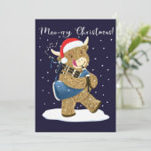Schotse Highland Koe speelt Kerstmis doedelzak Feestdagenkaart (Staand voorkant)