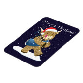 Schotse Highland Koe speelt Kerstmis doedelzak Magneet (Linkerzijde)