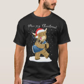 Schotse Highland Koe speelt Kerstmis doedelzak T-shirt (Voorkant)