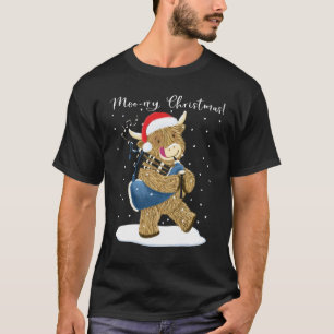 Schotse Highland Koe speelt Kerstmis doedelzak T-shirt