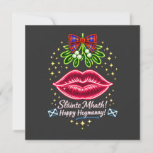 Schotse Hogmanay-maretak neon-tartan cadeau