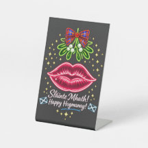 Schotse Hogmanay-maretak neon-tartan cadeau