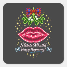Schotse Hogmanay-maretak neon tartan cadeau