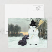 Schotse hond en sneeuwman briefkaart (Voorkant / Achterkant)
