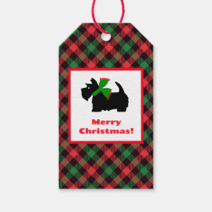 Schotse hond Kerstmis tartan Cadeaulabel