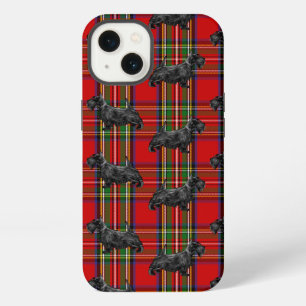 Schotse hond op rode Schotse tartan iPhone 13 Hoesje