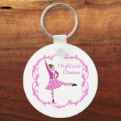 Schotse hoogland danser Keltische knoopwerk Roze Sleutelhanger (Voorkant)