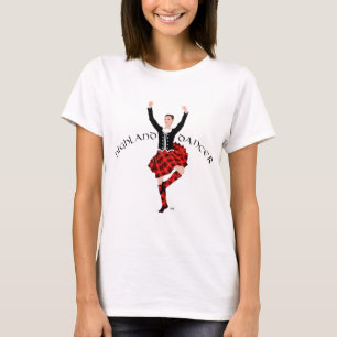 Schotse hoogland danser rood en zwart t-shirt