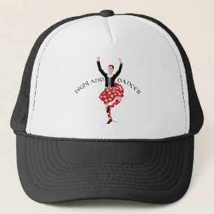 Schotse hoogland danser rood en zwart trucker pet