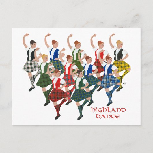 Schotse Hoogland Dansers Briefkaart (Voorkant)