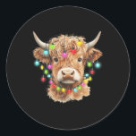 Schotse Hoogland Koe Animal Christmas Xma Ronde Sticker<br><div class="desc">Schotse Hoogland Koe Animal Christmas kerstverlichting</div>