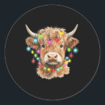 Schotse Hoogland Koe Animal Christmas Xma Ronde Sticker<br><div class="desc">Schotse Hoogland Koe Animal Christmas kerstverlichting</div>