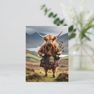 Schotse Hoogland Koe Bagpiper,  Briefkaart
