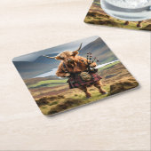 Schotse Hoogland Koe Bagpiper, Kartonnen Onderzetters (Schuin)