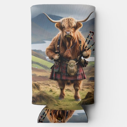 Schotse Hoogland Koe Bagpiper, Seltzer Koelbox Seltzer Blikjeskoeler (Achterkant)