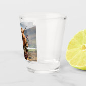 Schotse Hoogland Koe Bagpiper, Shot Glas (Rechts)