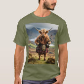 Schotse Hoogland Koe Bagpiper, T-shirt (Voorkant)