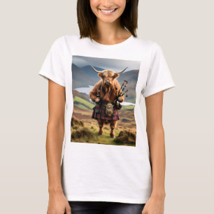 Schotse Hoogland Koe Bagpiper, T-shirt